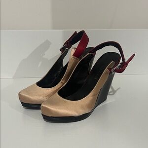 Luxury Rebel Beige and Red Wedges